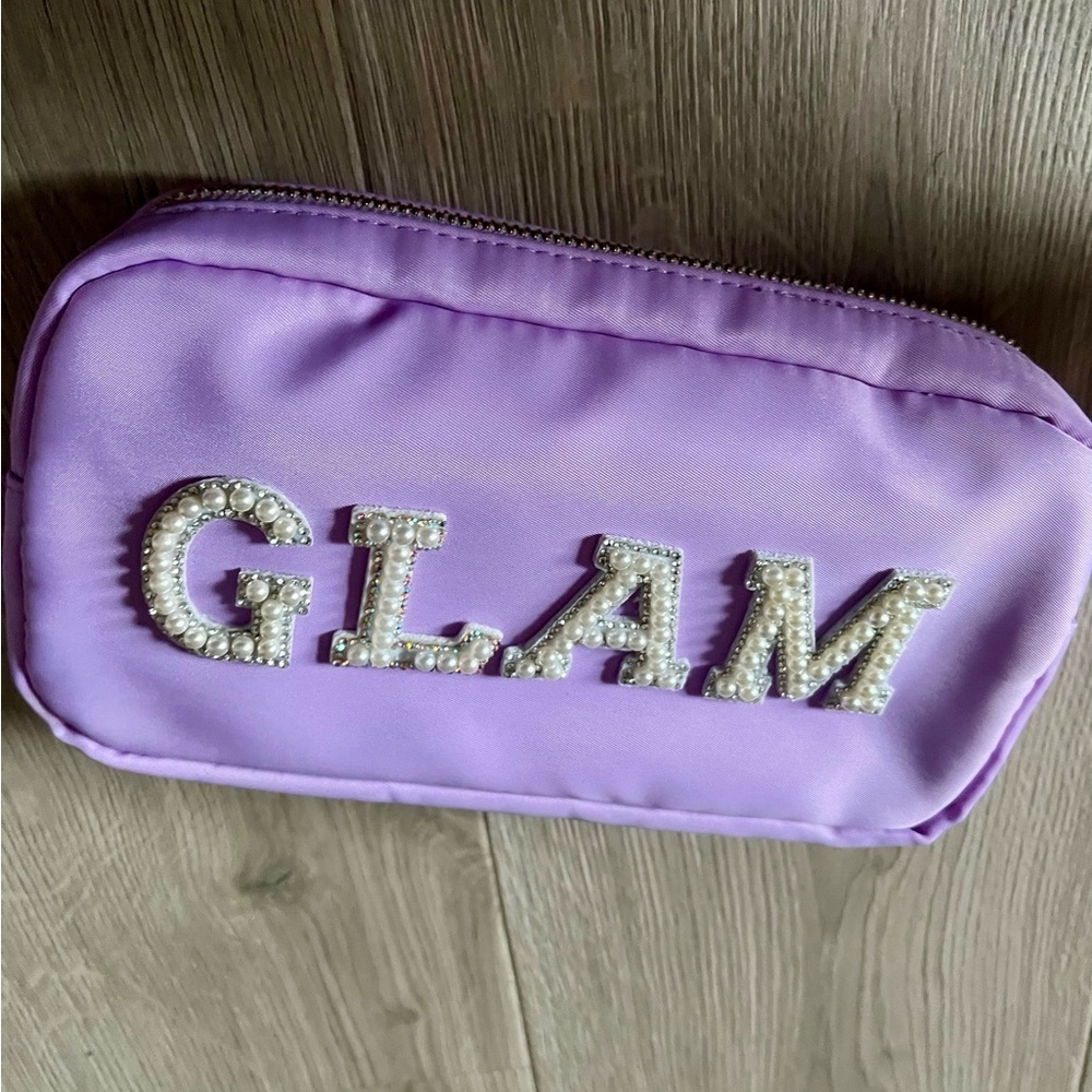 Purple “GLAM” Makeup Bag – Pearl & Rhinestone Letters – NWOT - Picture 5 of 7